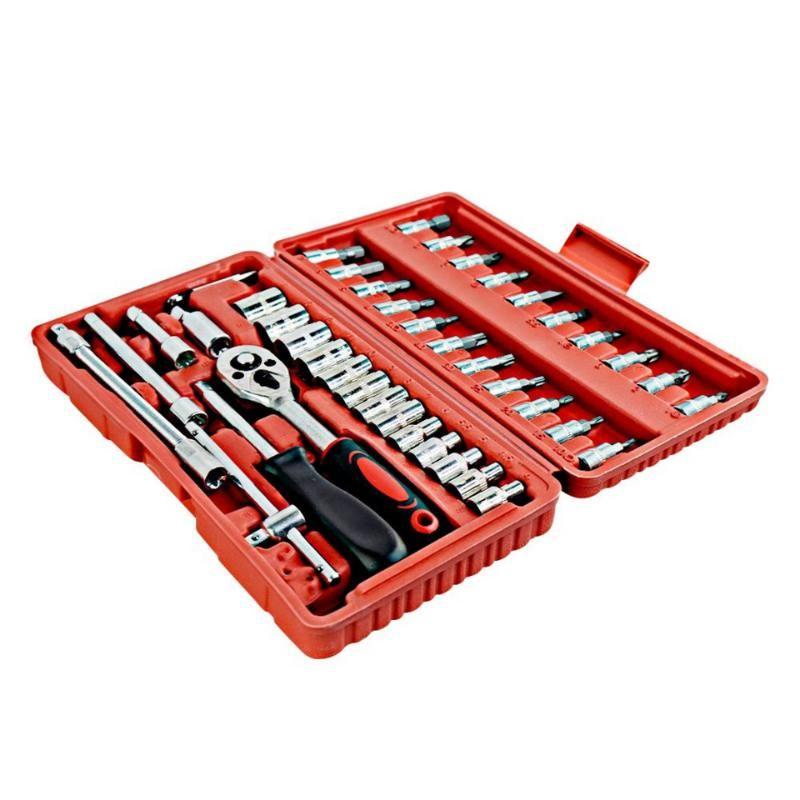 Maleta Jogo Soquete Chaves Ferramenta Manual 46 Peças Caixa